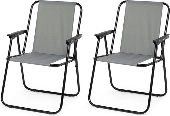 Set di sedie da campeggio pieghevoli da 2 - sedie da campeggio portatili e pieghevoli con schienale - fino a 90 kg - grigio
