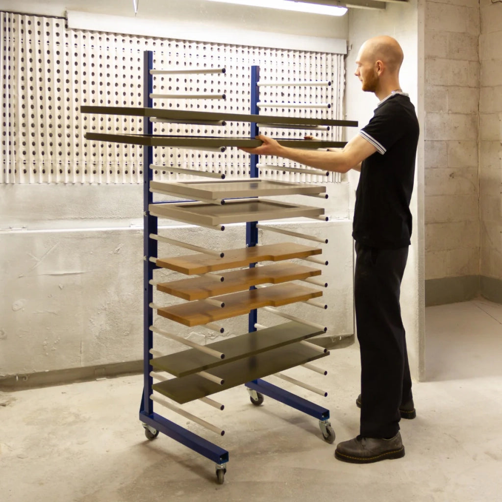 Carrello Combinato Blu per Asciugatura Vernice Spray, Eco-Compatibile per Falegnameria e Bricolage