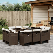 Set da Pranzo da Giardino 11 pz con Cuscini Polyrattan Marrone 3210669