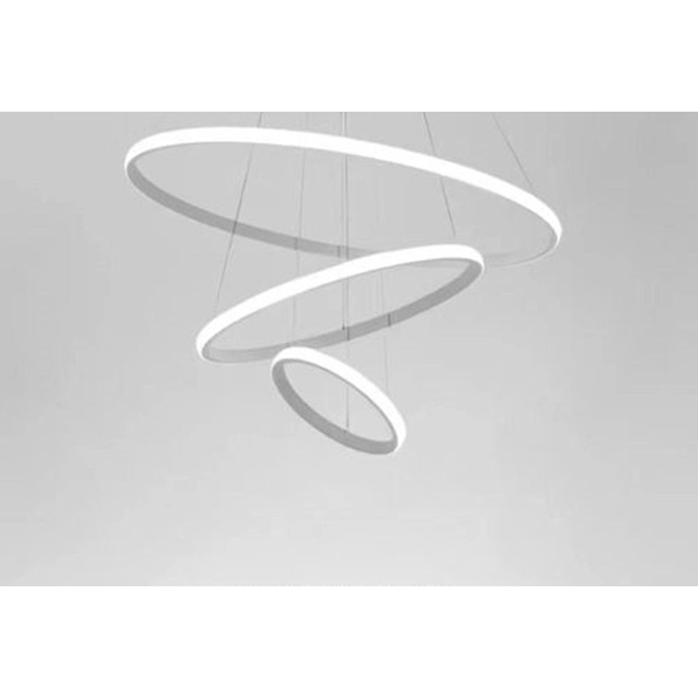 Trade Shop - Lampadario Sospeso Led 72w 3 Cerchi Pendente Rotondo Anelli Bianco Luce 6500k 50293 -