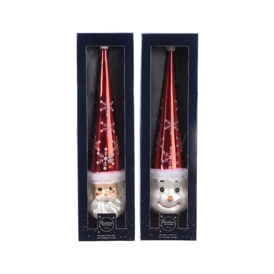 PUNTALE IN VETRO BABBO NATALE O PUPAZZO DI NEVE 30CM KAEMINGK ASS PREZZO CAD