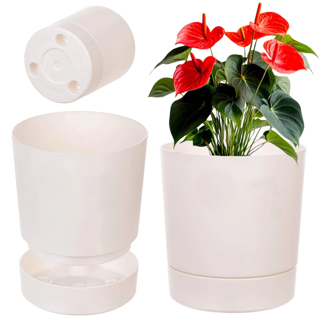 Vaso da fiori KADAX con supporto, rotondo, in plastica, 20 cm