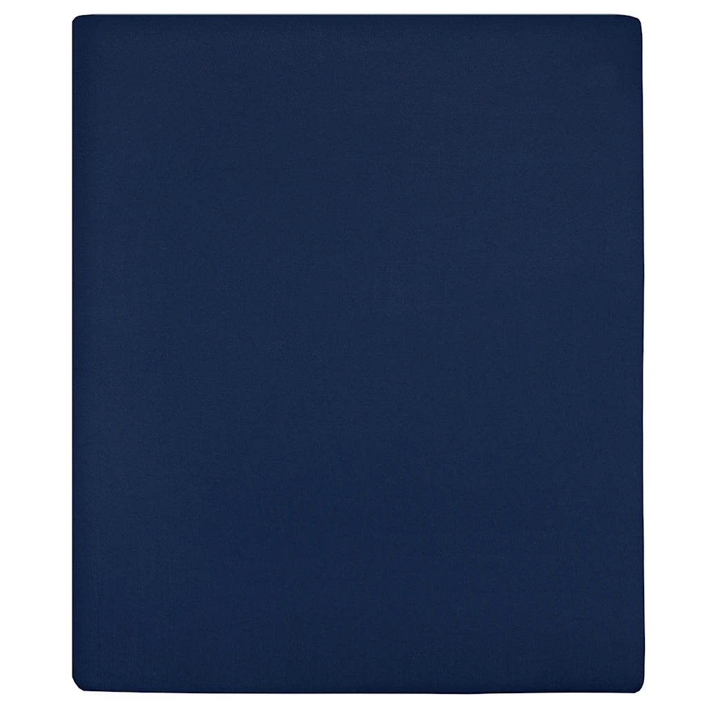 Lenzuola con Angoli Jersey 2pz Blu Marino 160x200 cm Cotone 136237