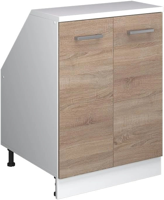 Mobile sottotetto Rion, Sonoma, 60 x 81.6 cm con 2 porte, carcassa 60 cm profondità, adatto per il salvaspazio sotto tetti spioventi