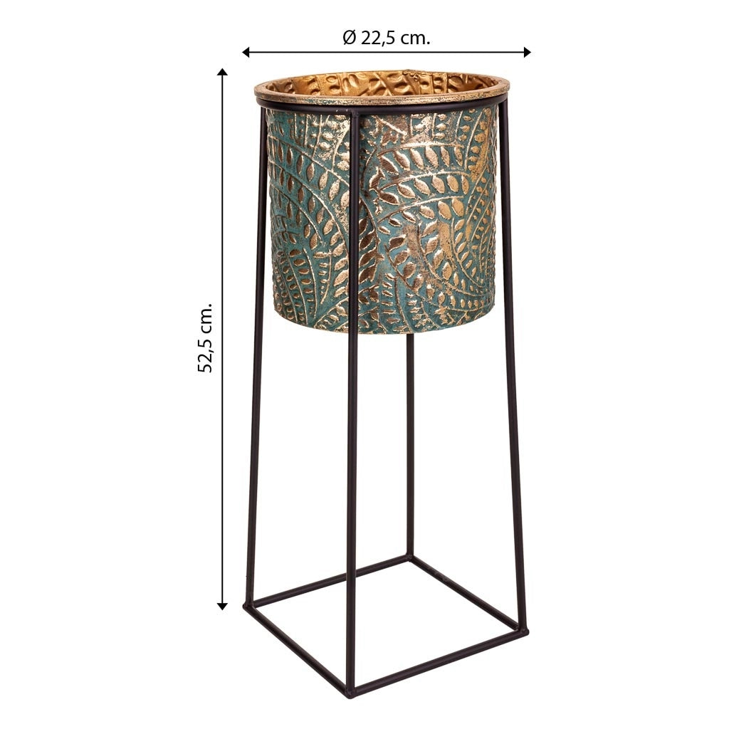 Vaso da fiori in metallo dorato 22,5x22,5x52,5h