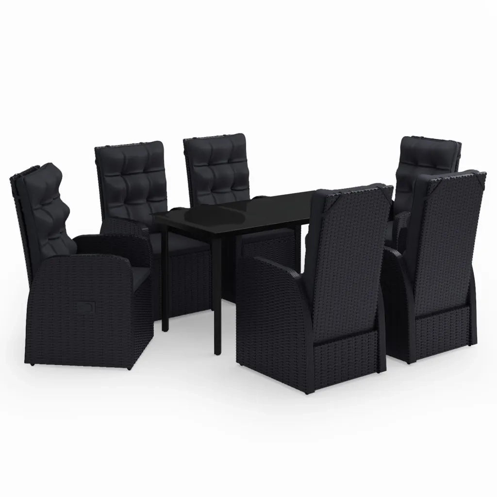 Set da Pranzo da Giardino 7 pz con Cuscini Nero cod mxl 41971