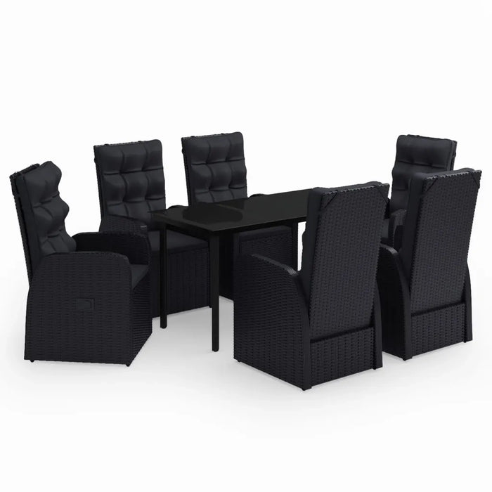 Set da Pranzo da Giardino 7 pz con Cuscini Nero cod mxl 41971