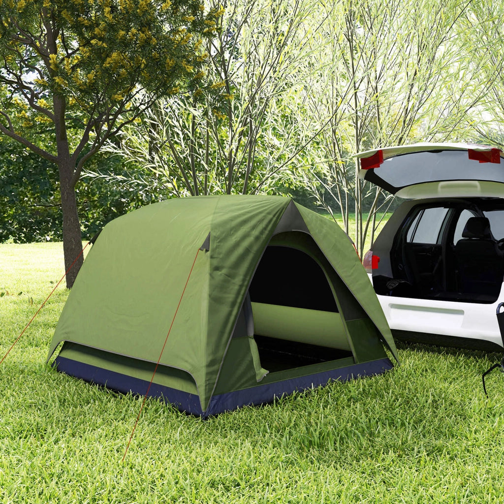 Tenda da Campeggio per 3 Persone Impermeabile 200x200x135H cm Impermeabile con Tasca e Gancio per Lanterna Verde
