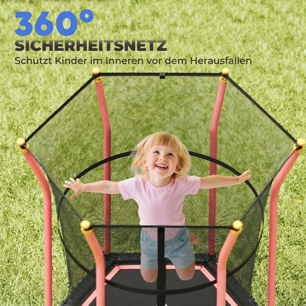 Trampolino per Bambini ¨C zephmum ¨C Nero e Rosso con Rete di Sicurezza ?163.5 cm