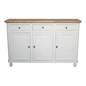 Credenza base napoletana in legno Shabby chic 3 ante bicolore bianca e naturale