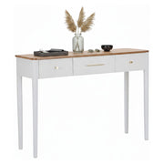 Consolle Crypto, Tavolo multiuso, Mobiletto d'appoggio, Scrivania da corridoio, 107x37 h80 cm, Bianco e Marrone