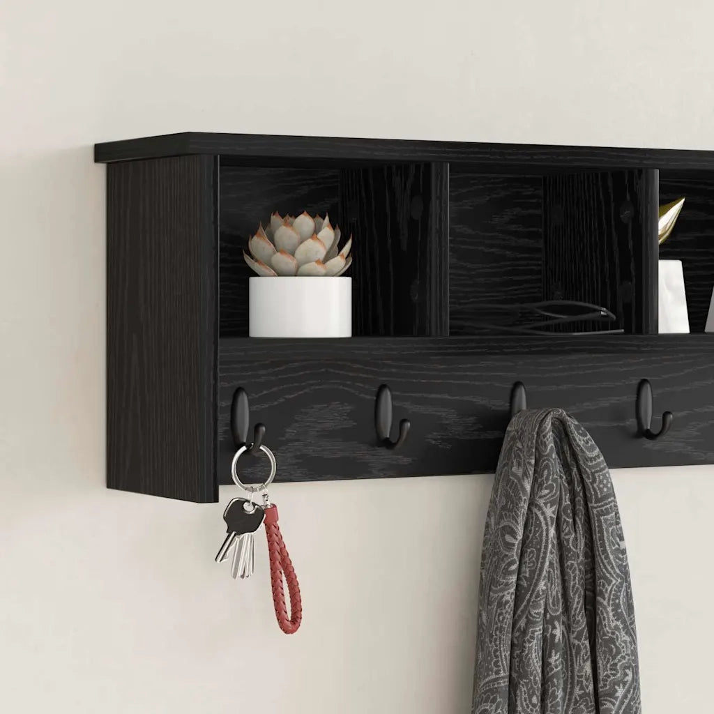 Appendiabiti a muro Rovere Nero 100 x 16 x 26 cm 874324