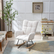 Sedia a dondolo ergonomica in teddy bianco