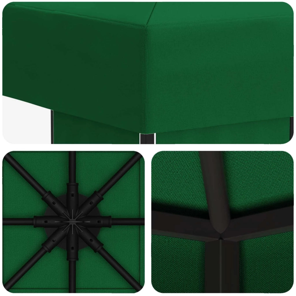 Gazebo 3 x 3 m Verde Poliestere e Acciaio 190 gsm