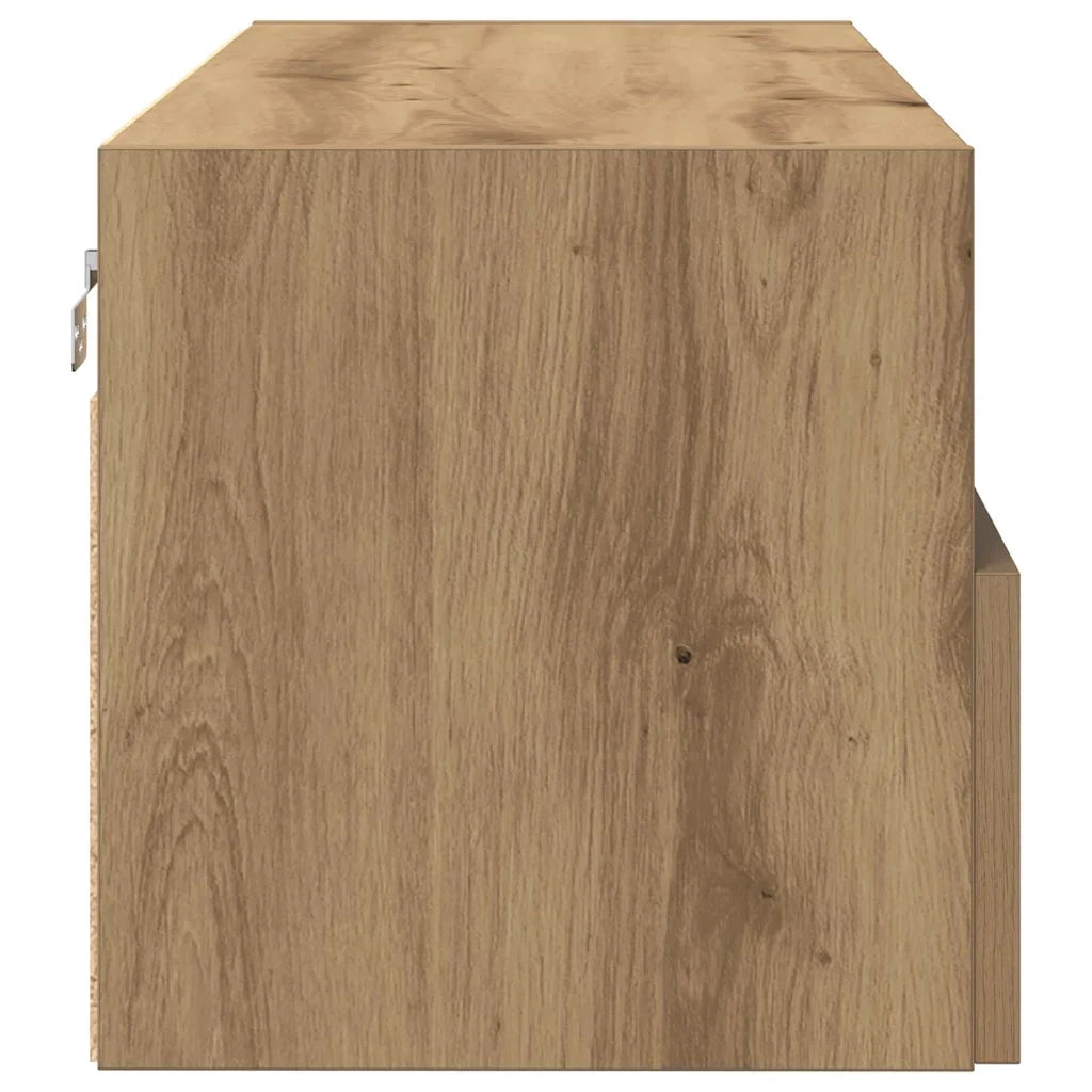 Mobile porta TV a parete dal design moderno salvaspazio 100 x 30 x 30 cm realizzato in legno di rovere composito artigianale 02_0051829