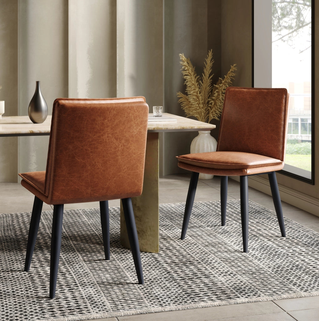 Set di 4 sedie da pranzo in PU marrone