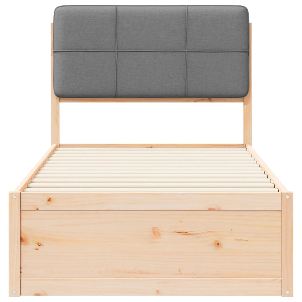 Letto con Testiera Rivestita Grigio chiaro 75 x 190 cm 877739