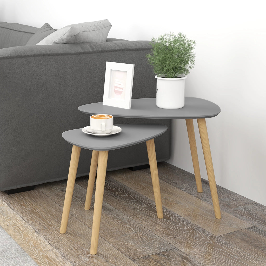 Tavolino Nido ¨C Minimal ¨C Grigio e Naturale 59,5x39,5x45 cm e 44,5x28,5x40 cm