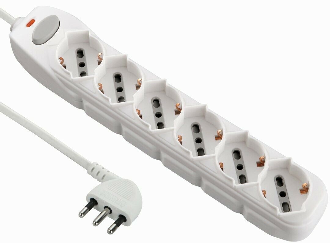 Multipresa Univ. 6Posti + Cavo Bianca - Electraline