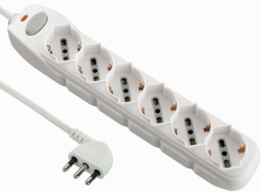 Multipresa Univ. 6Posti + Cavo Bianca - Electraline