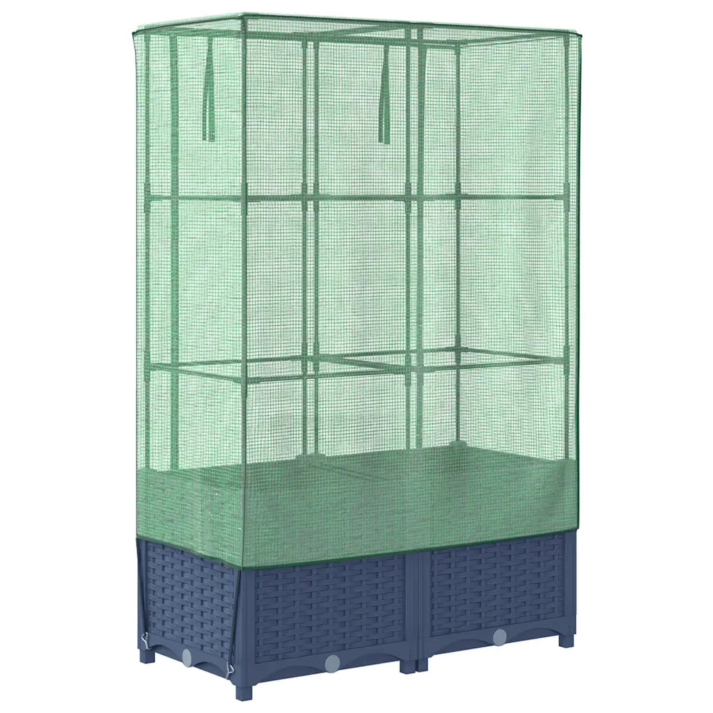 Fioriere | Cassetta per fiori | Letto Rialzato con Copertura Serra Effetto Rattan 80x40x138 cm
