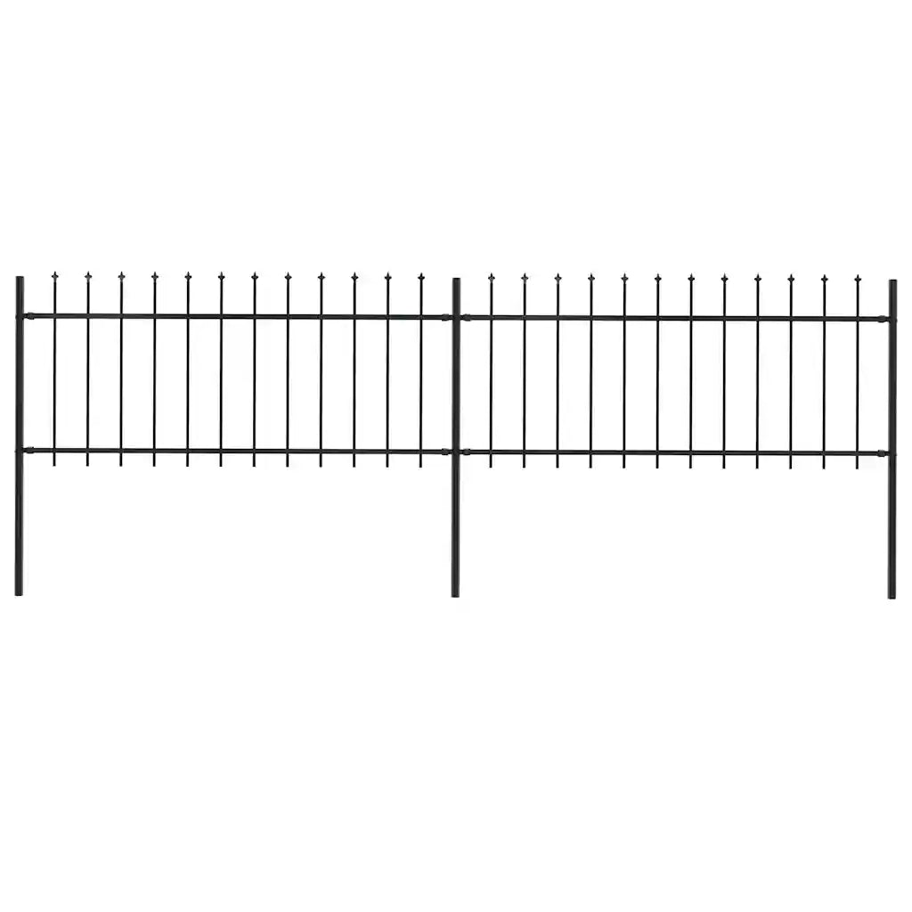 Recinzione da Giardino con Punta a Lancia in Acciaio 337x80 cm Nero 277603