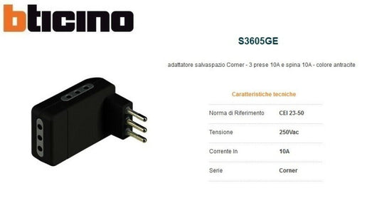 Kit Adatt.Corner 3 Pr 10A Sp 10A Gri - Bticino