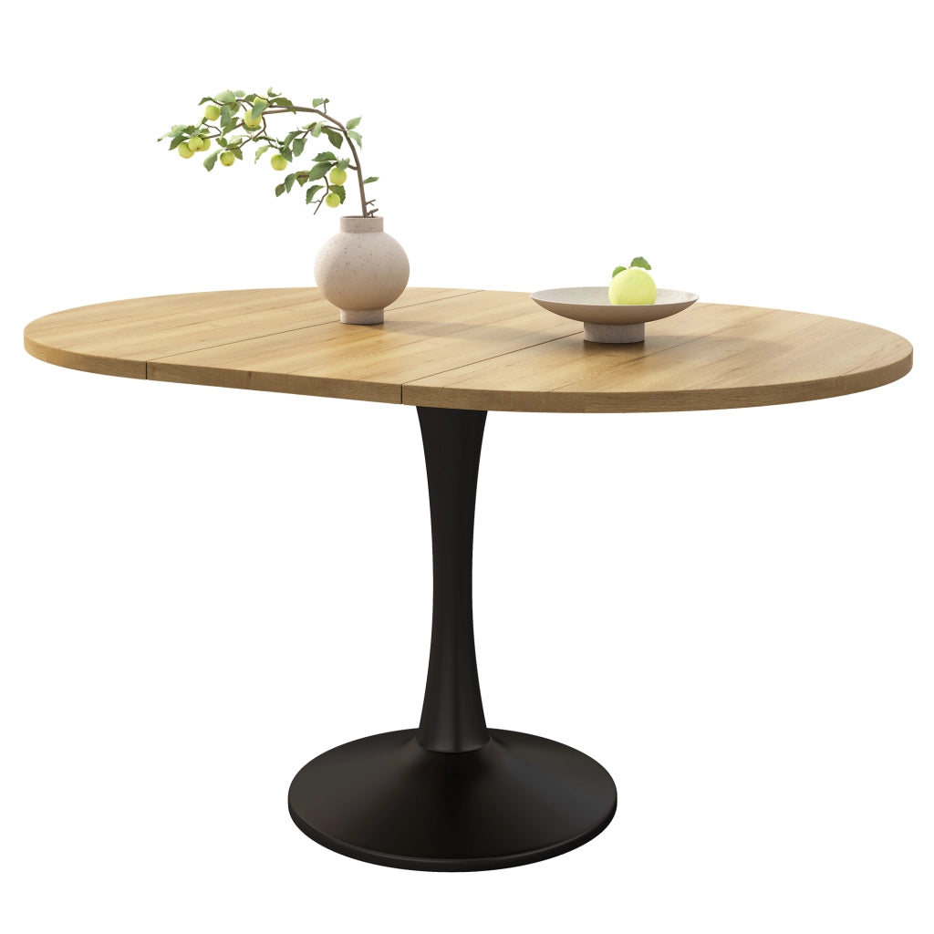 Tavolo da pranzo allungabile ovale in MDF finitura rovere, 100 kg, design moderno salvaspazio