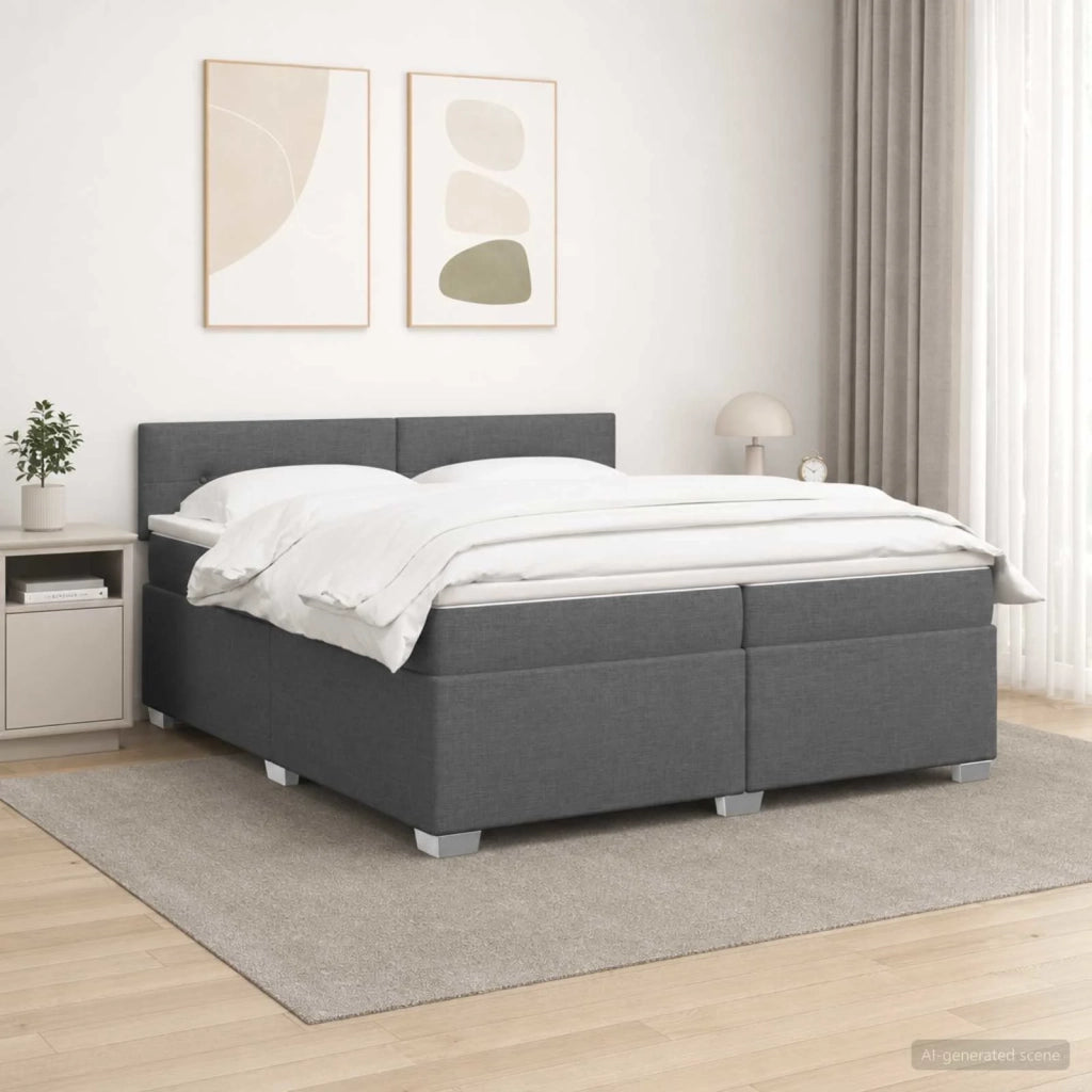 Letto con Box Spring, Materasso e LED Grigio Scuro 200 x 200 cm 3452023
