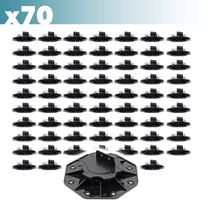 Set 70 supporti per pavimenti galleggianti, Altezza regolabile 18-25mm Max 2700 kg, Piedini per Decking