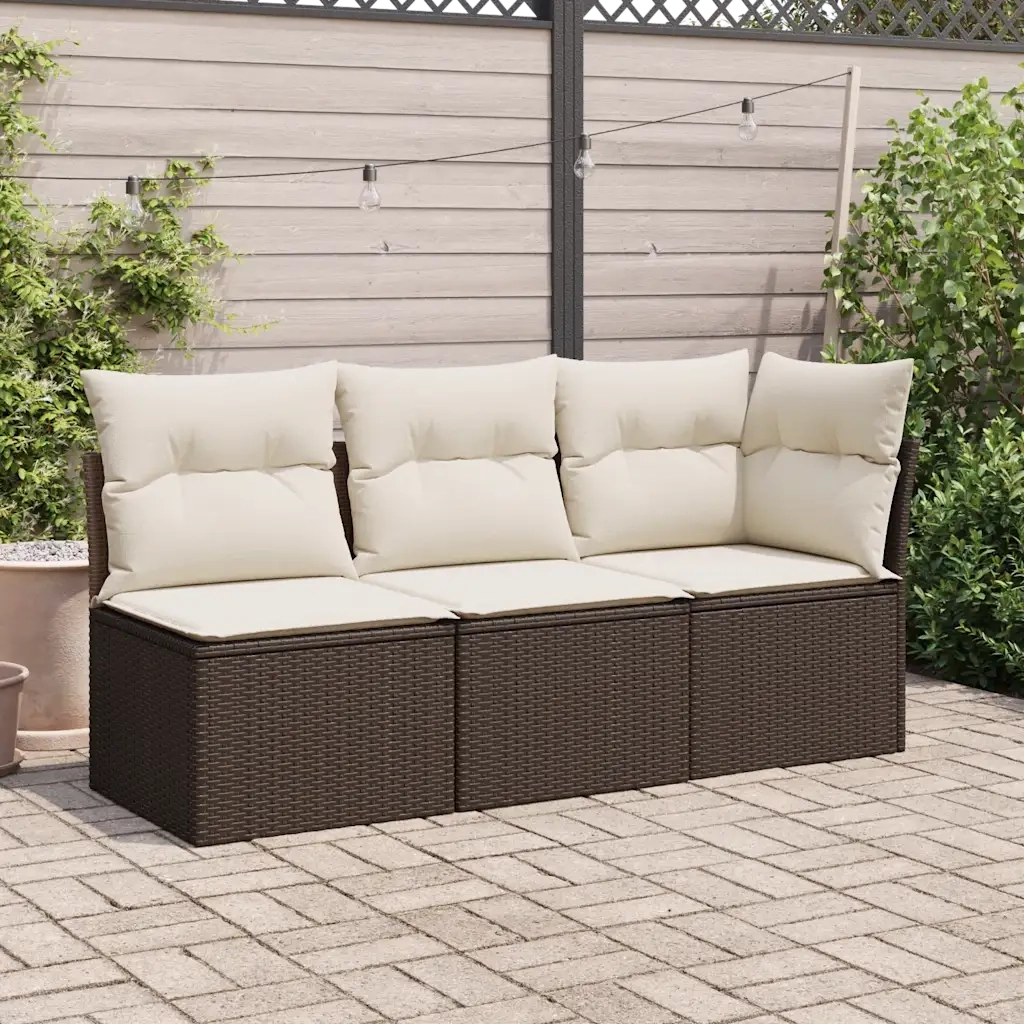 Sedia Giardino Senza Braccioli con Cuscini Polyrattan Marrone CFW6584731
