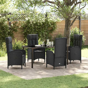 Set da Pranzo per Giardino con cuscino 5 pcs Nero polyrattan 3380116