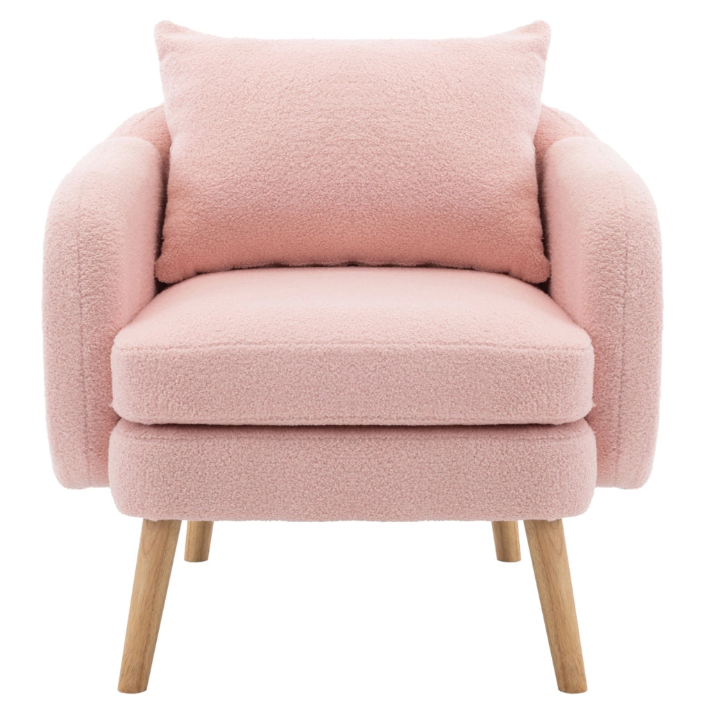 Poltrona singola in tessuto Teddy rosa 71x72x71 cm con cuscino; seduta 14 cm