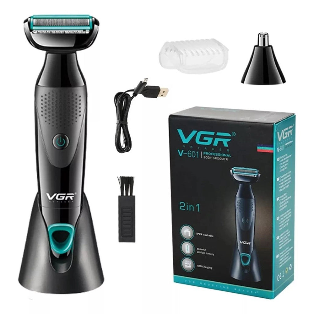 Trade Shop - Rasoio Elettrico 2in1 Tagliacapelli Corpo Barba Lavabile Ricaricabile Vgr V-601 -