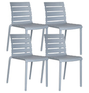 Set 4 Sedie In Polipropilene e Fibra Di Vetro Sedia Cucina Trattamento Uv Antiscolorimento Giardino Interno Esterno Moderne Robuste Resistenti Seduta Terrazzo Soggiorno Bar Ristorante Impilabili Nina-Grigio