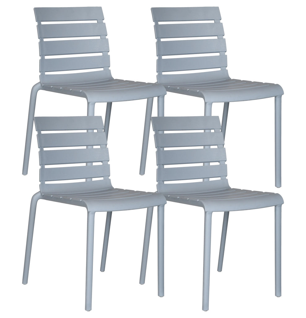 Set 4 Sedie In Polipropilene e Fibra Di Vetro Sedia Cucina Trattamento Uv Antiscolorimento Giardino Interno Esterno Moderne Robuste Resistenti Seduta Terrazzo Soggiorno Bar Ristorante Impilabili Nina-Grigio