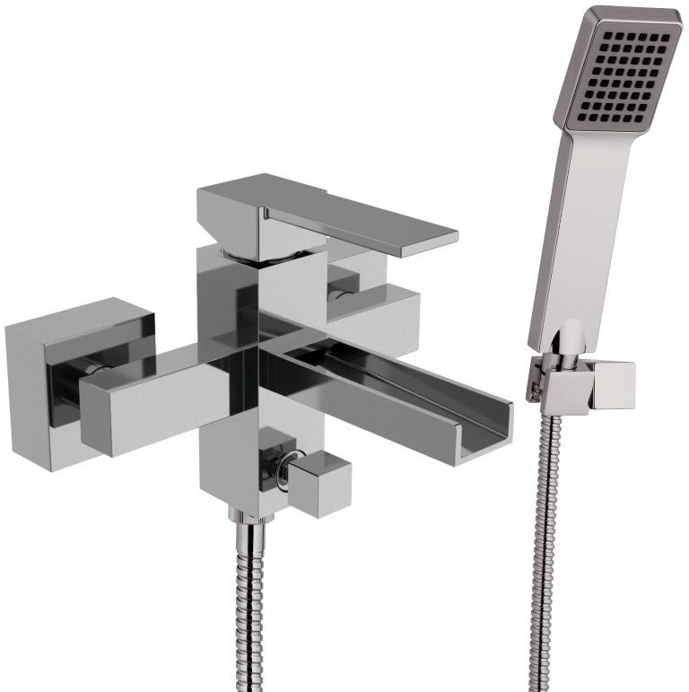 Rubinetto vasca esterno con bocca a cascata - serie qubika cascata