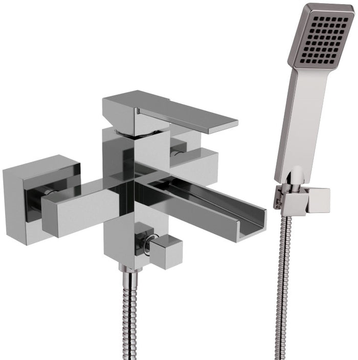 Rubinetto vasca esterno con bocca a cascata - serie qubika cascata