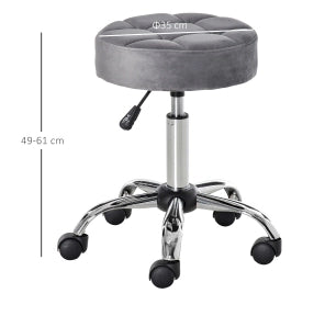 Sgabello da salone regolabile con ruote grigio chiaro