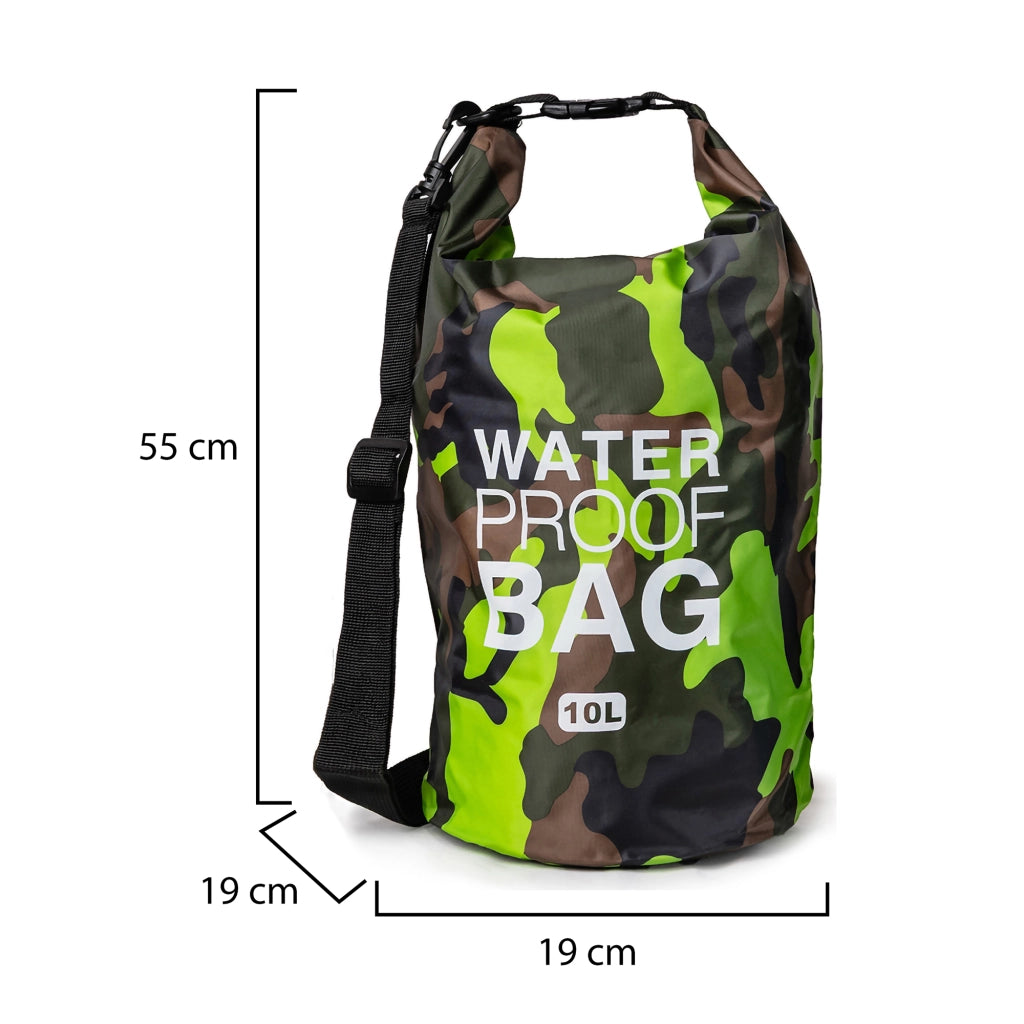 Senine, Borsa Impermeabile Capacità 10 lt, Verde Mimetica