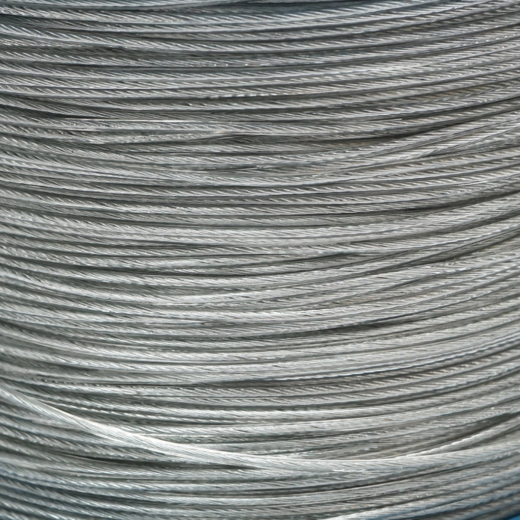 Cavo in acciaio zincato con rivestimento in PVC, 2 mm, 1x7 trefoli, carico massimo 95 kg, peso 4,4 kg, 500 m/rotolo