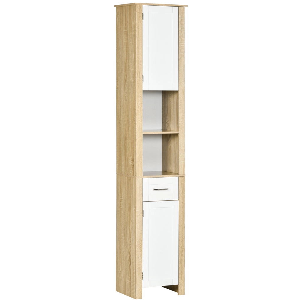MOBILE BAGNO ALTO CON CASSETTO 2 RIPIANI APERTI REGOLABILI 37X30X184 CM BICOLOR