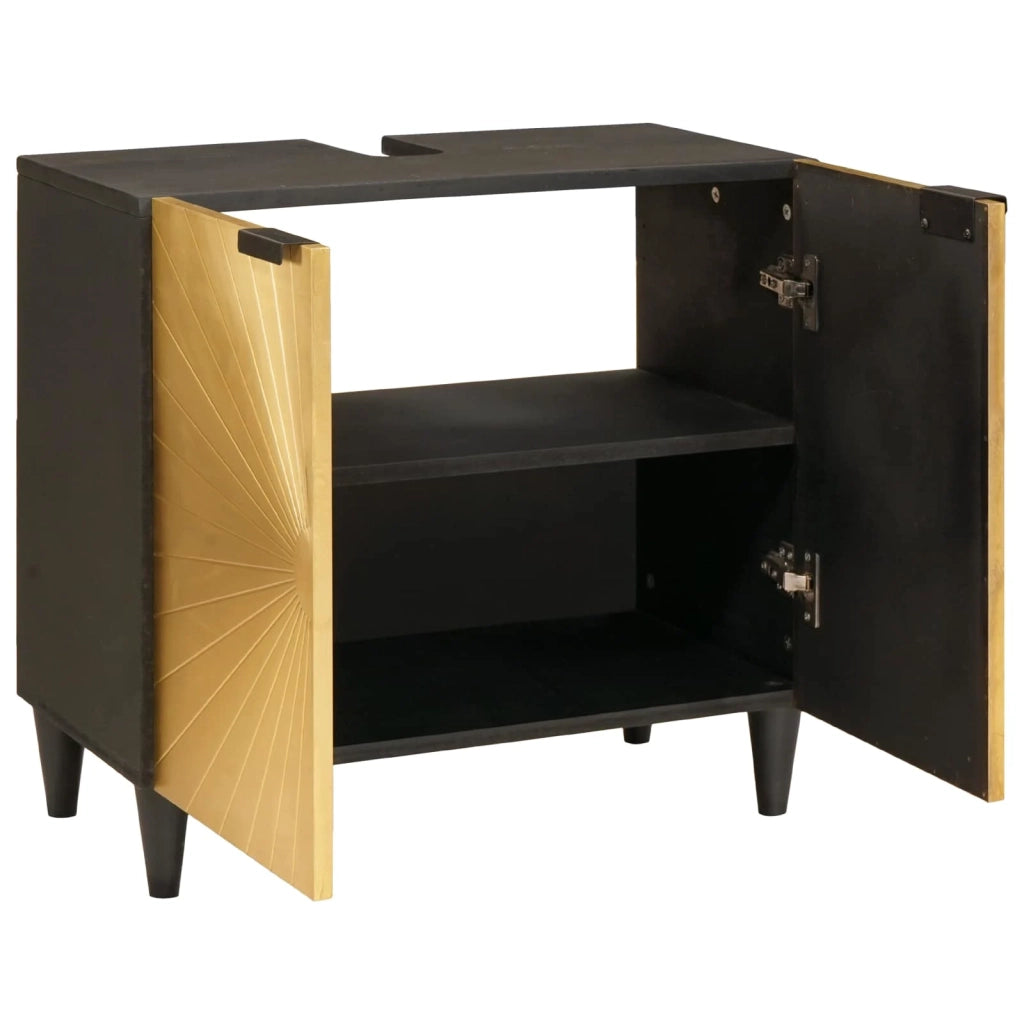 Armadio sottolavello con lo scaffale Nero e Oro 62 x 33 x 58 cm 4017847