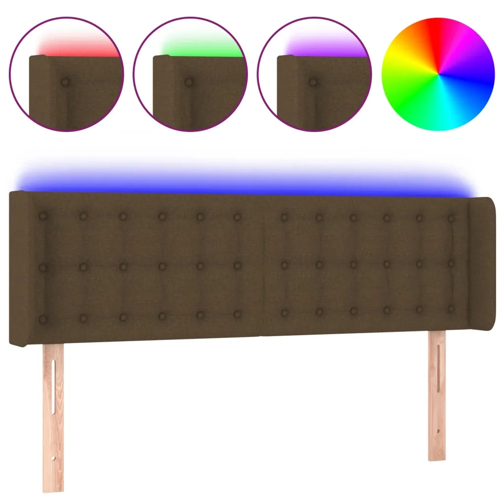 Testiera | Testata a LED Marrone Scuro 147x16x78/88 cm in Tessuto
