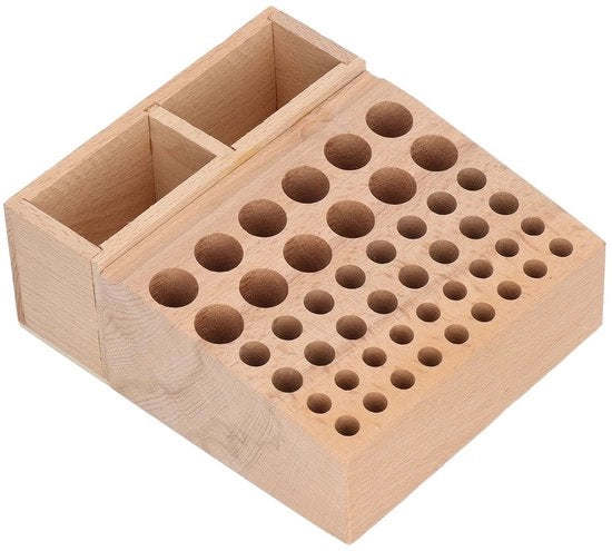 Supporto per strumenti in legno con 46 fori - Supporto per strumenti in legno - Organizzazione per martelli e seghe - Ideale per la lavorazione del cuoio - In legno di betulla duraturo - Regalo perfetto - Cassetto per strumenti