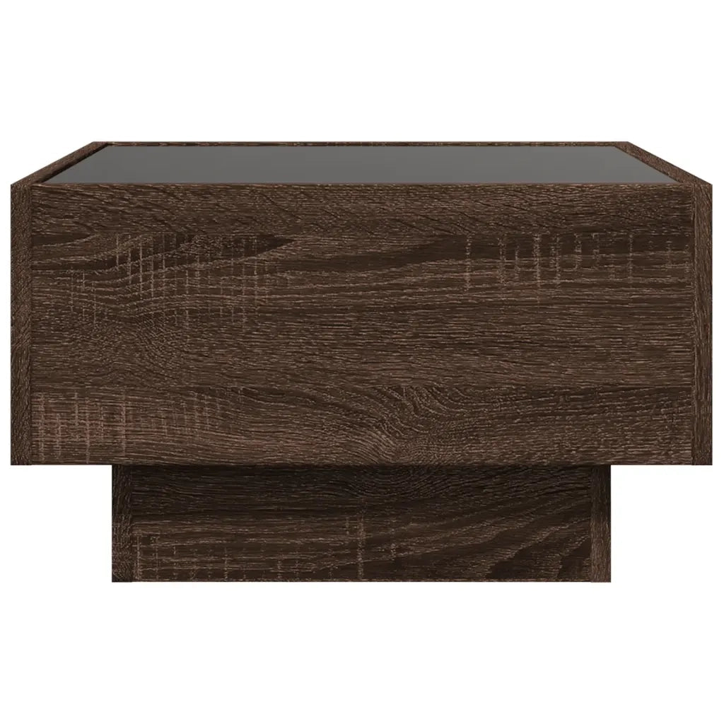Tavolino Salotto con LED Rovere Marrone 50x50x30 cm Multistrato