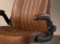 Sedia girevole da ufficio in similpelle marrone