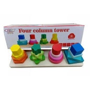 Trade Shop - Gioco Legno 4 Colonne 16pz Bambino Attività Didattica Educativo Forme Puzzle -