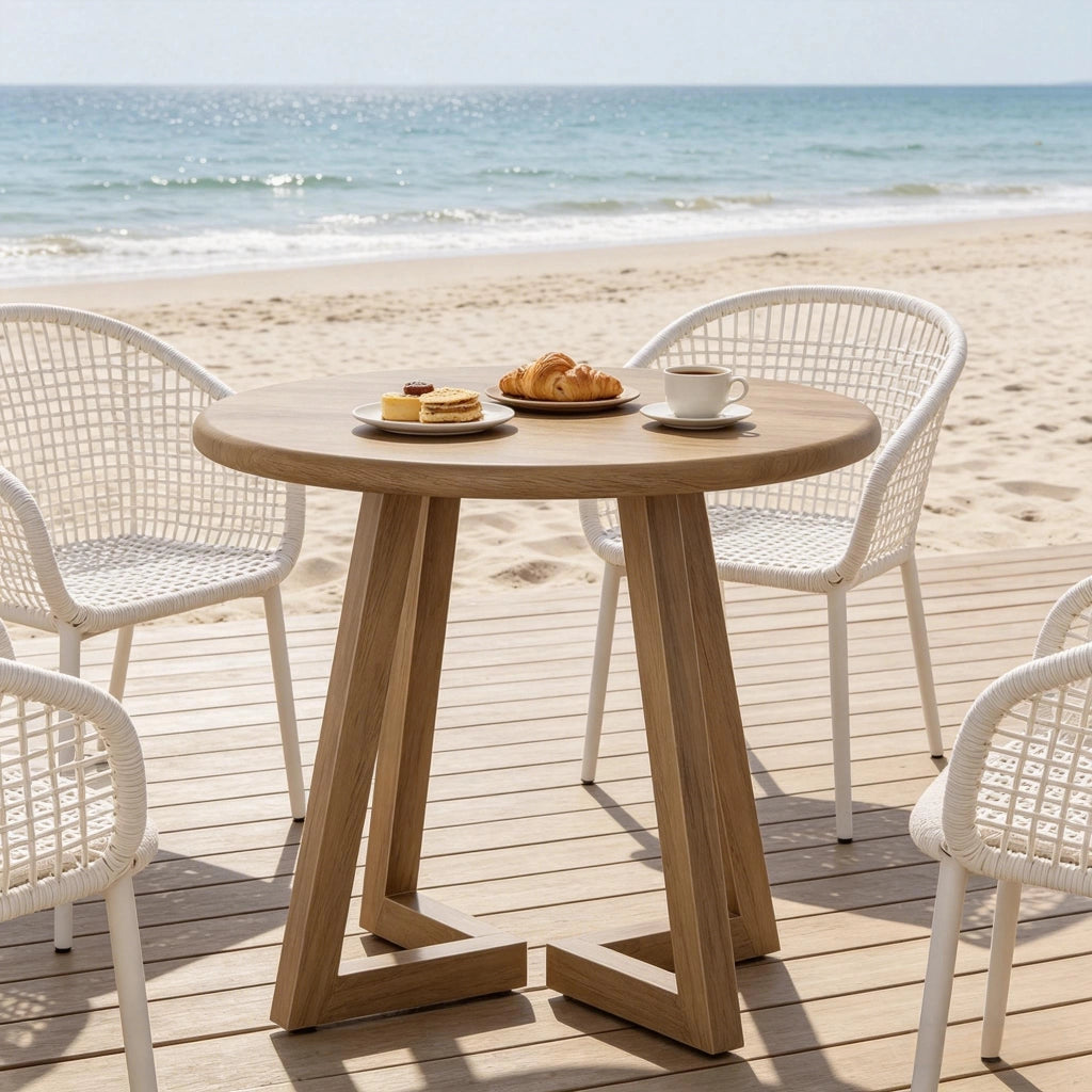Tavolo da pranzo rotondo per 2-4 persone con piedini regolabili; in MDF; marrone; 80 × 80 × 75 cm