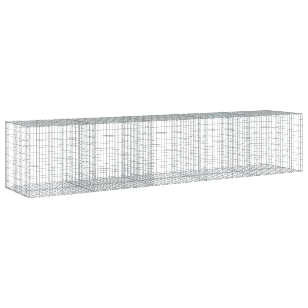 Gabbione recinto a gabbia muro di contenimento con coperchio 500 x 100 x 100 cm ferro zincato argento 02_0040169